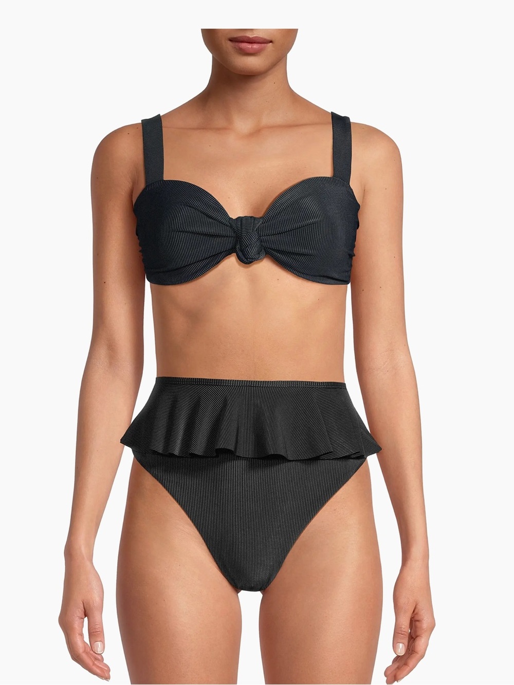 Beach Riot Black Ruffle Knot Bikini Set